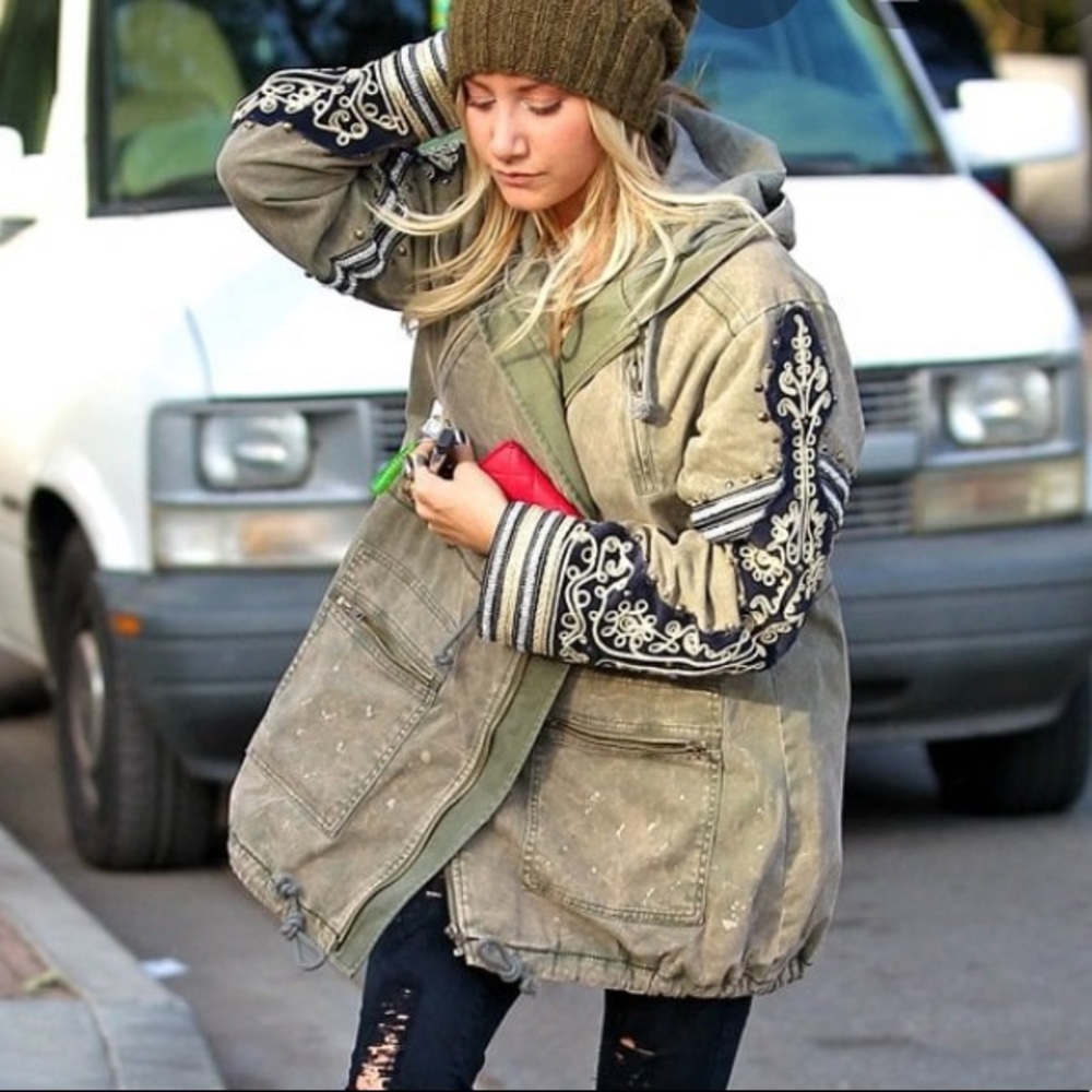 NWOT Free People Embellished Military Jacket